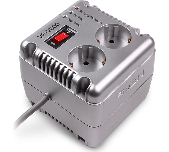 Стабилизатор SVEN VR-V 600 (200Вт,Входное 184-285В, 2*CEE7/4 розеток) SV-015336