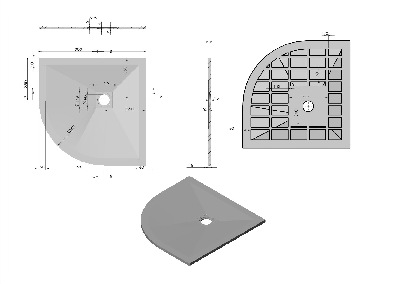 Поддон для душа Vincea VST-4SQ9090W 90x90 белый матовый