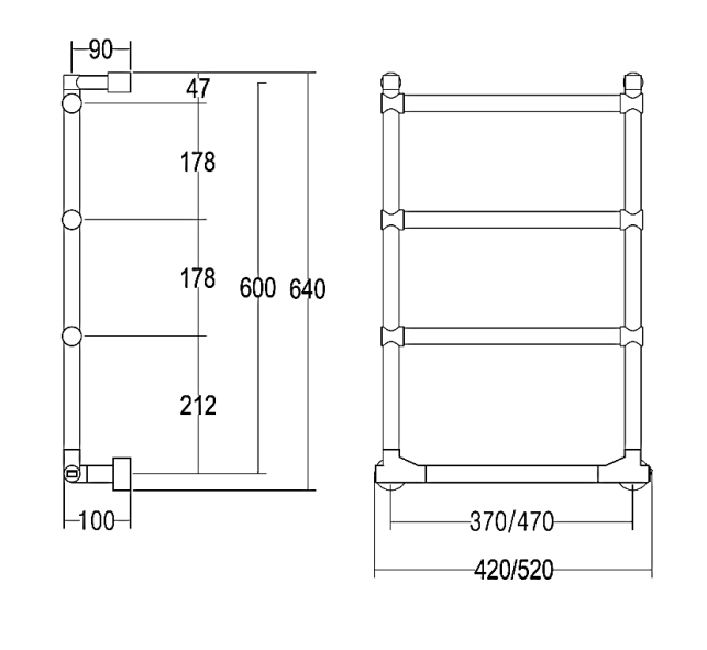 Полотенцесушитель электрический Margaroli Sole 5123704CRNB 42x64 хром