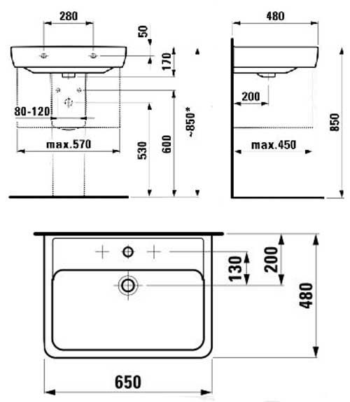 Раковина Laufen Pro 65 8.1895.3.000.104.1