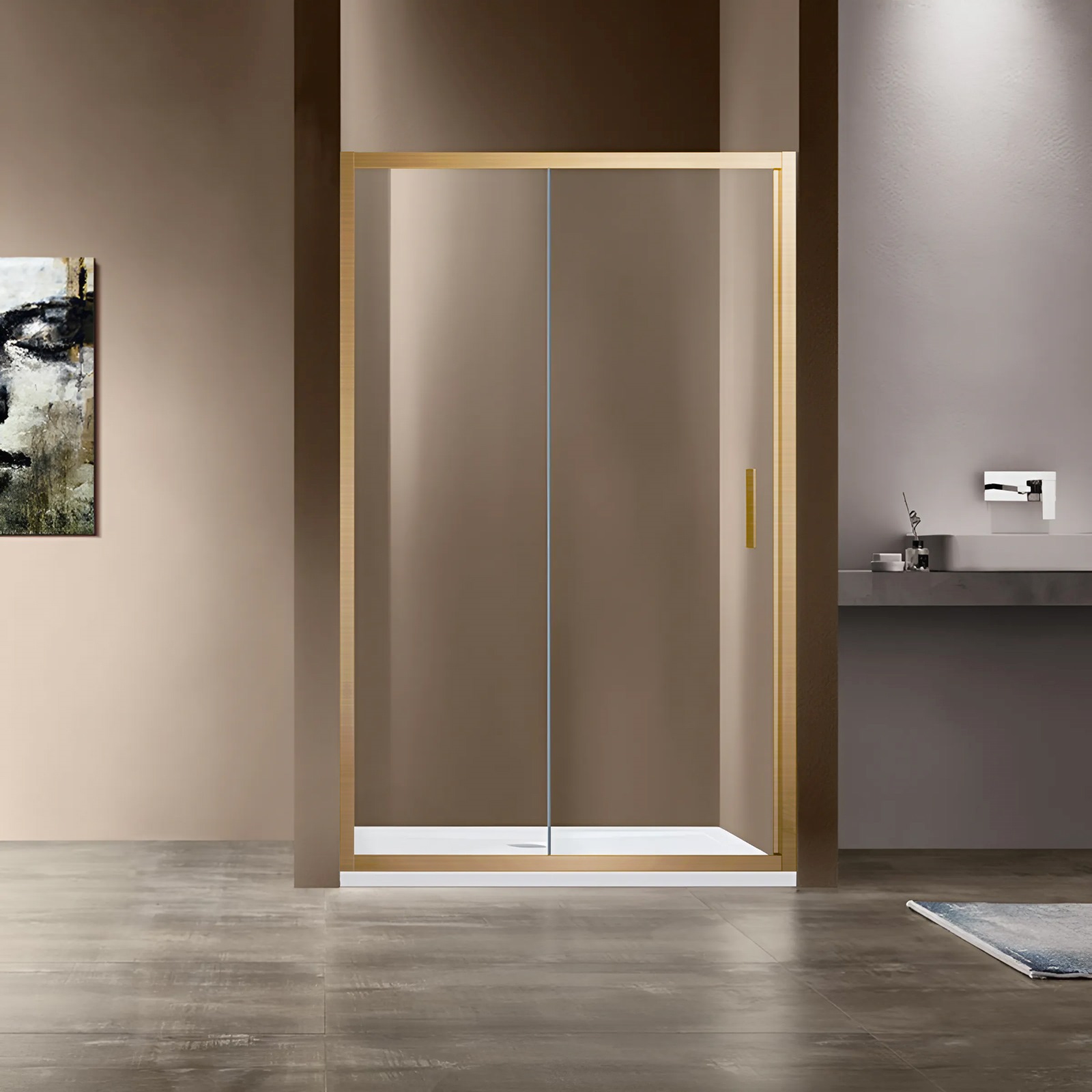 Душевая дверь Vincea Garda VDS-1G130CLG 130x190 брашированное золото, прозрачная