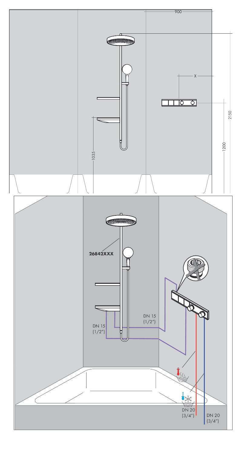 Смеситель для душа Hansgrohe RainSelect 15380670 с термостатом, матовый черный