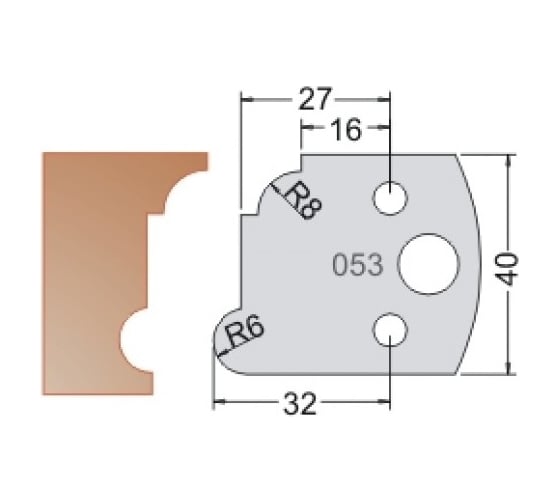 Нож мультисистема HSS профиль классика R8, 6 40x20x4 мм Dimar 3305340