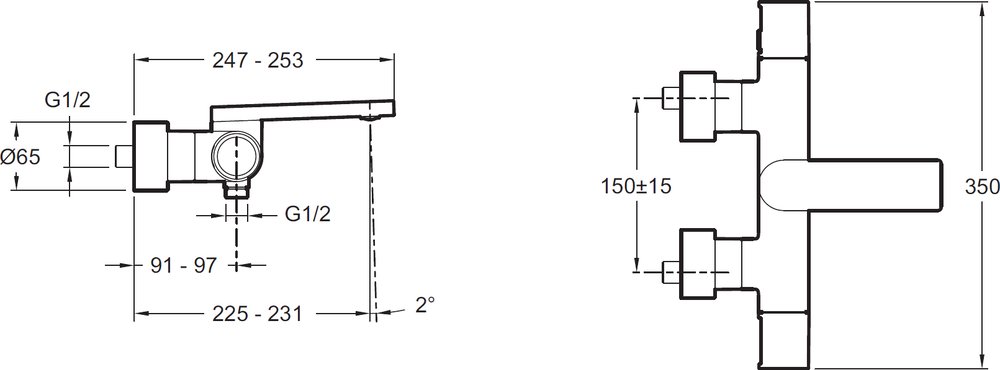 Смеситель для ванны Jacob Delafon Composed E73110-CP