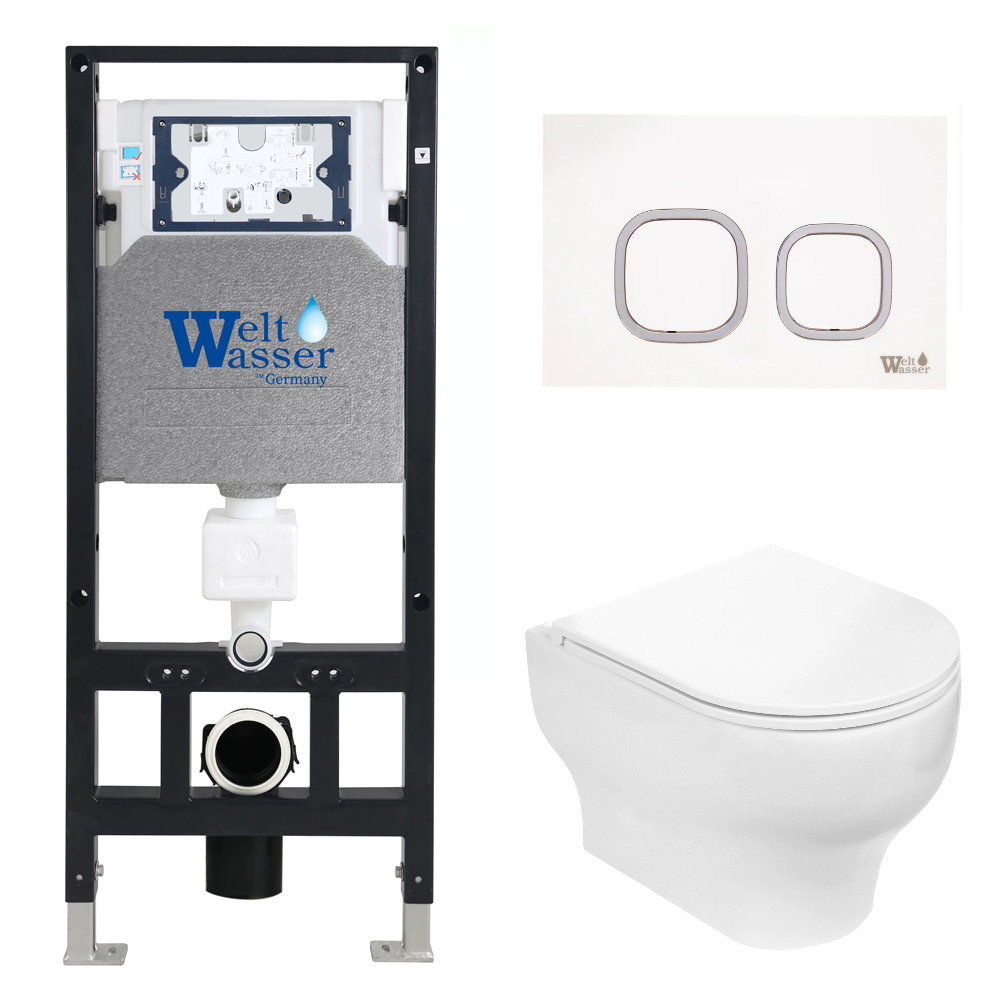 Комплект Weltwasser 10000006774 унитаз Erlenbach 004 GL-WT + инсталляция + кнопка Amberg RD-WT
