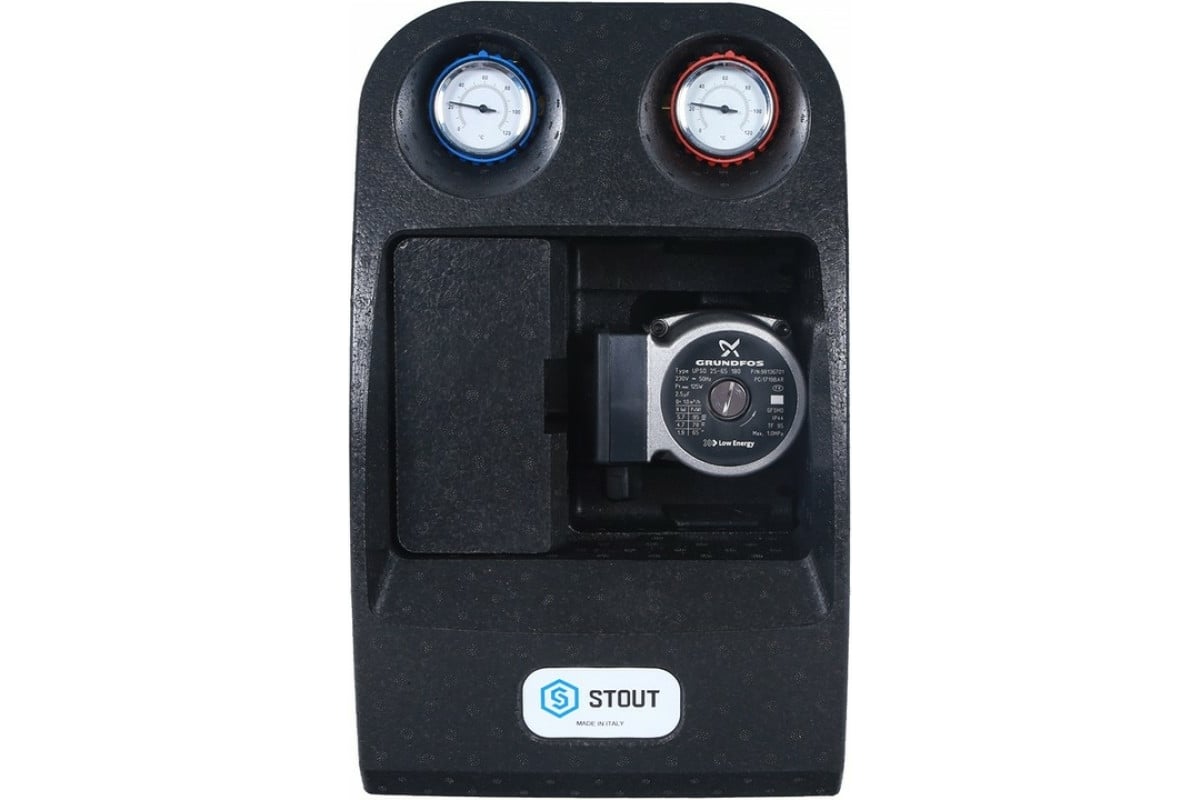 Насосная группа STOUT с 18 пластинами, с насосом, в теплоиз. Grundfos UPSO25-65 SDG-0038-182502 RG008U9S98RSO8