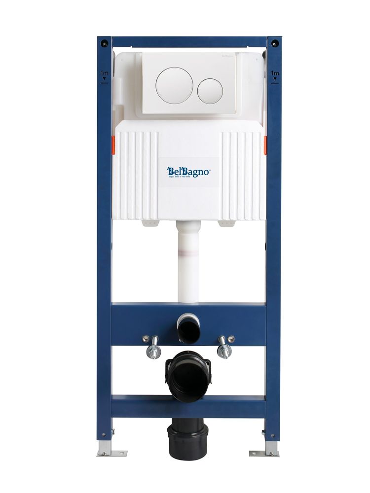 Инсталляция для унитаза BelBagno BB-101-M-BC с кнопкой, белый глянец