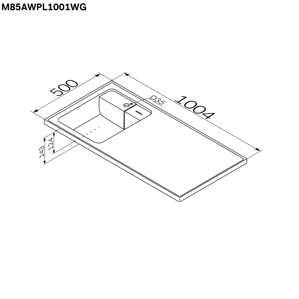 Раковина Am.Pm X-Joy M85AWPL1001WG 100 см, левая