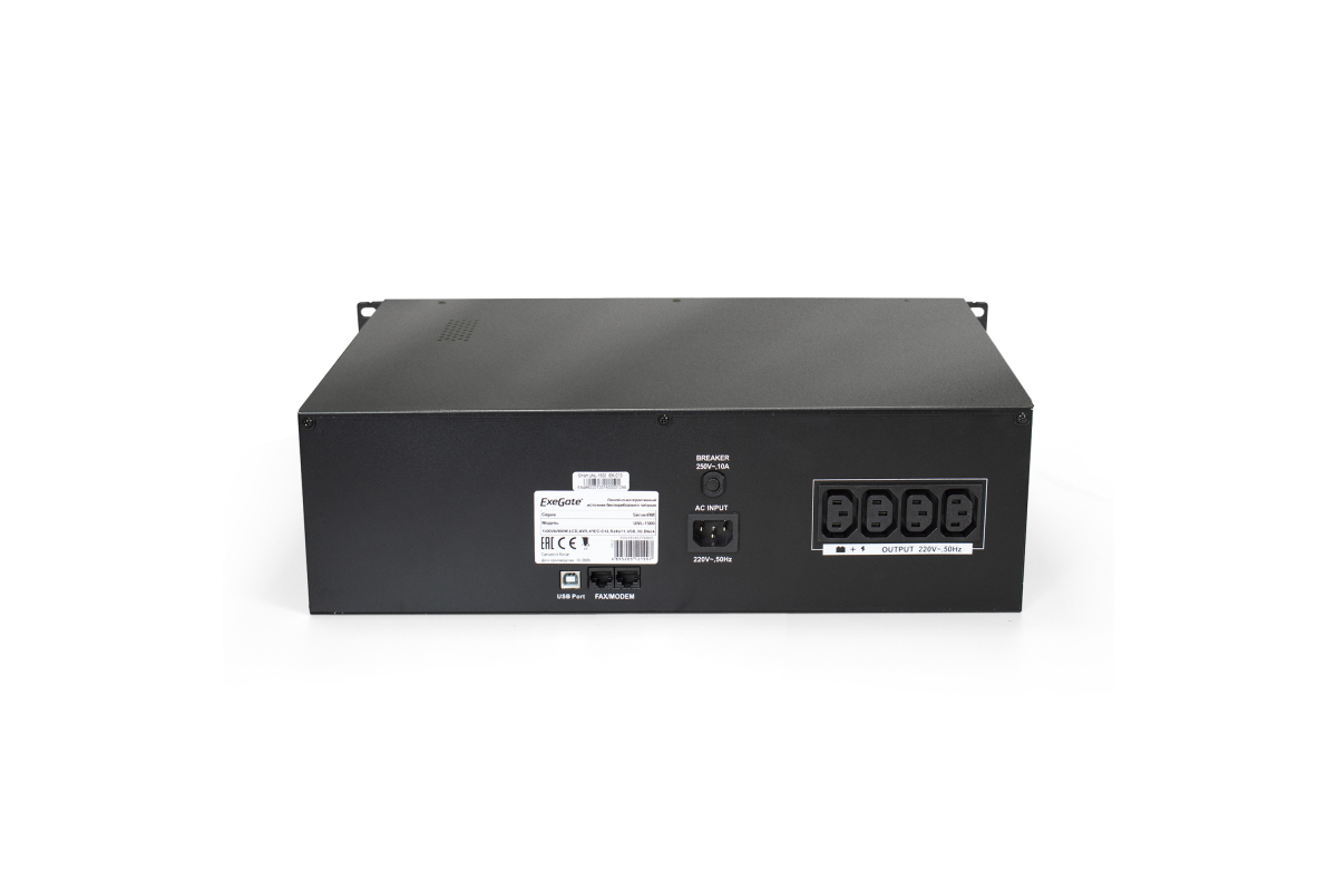 Источник бесперебойного питания Exegate ServerRM UNL-1500.LCD.AVR.С13.RJ.USB.3U <1500VA/900W, LCD, AVR, 4хC13, RJ45/11, USB, 3U> 285776