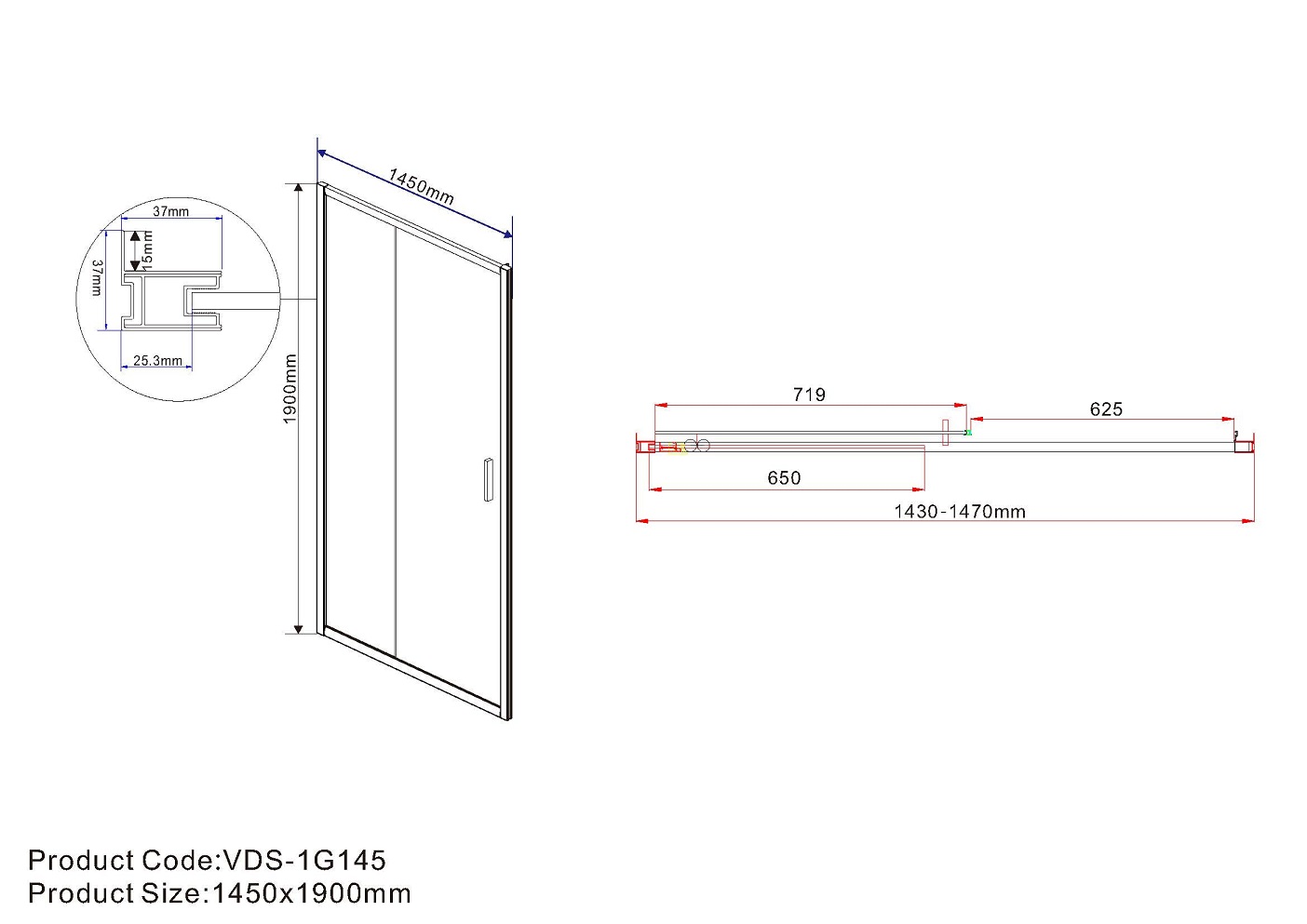 Душевая дверь Vincea Garda VDS-1G145CH 145x190 хром, шиншилла