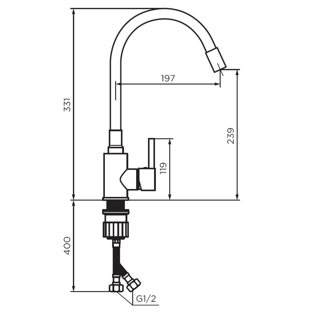 Смеситель для кухни Dorff Logic D3007622 с гибким изливом, черный/хром