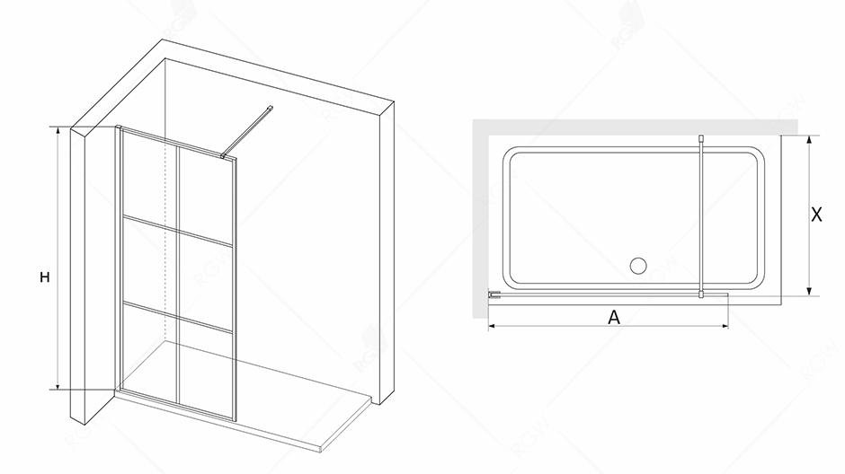 Душевая перегородка RGW Walk In WA-011B 90x195 черный, прозрачное