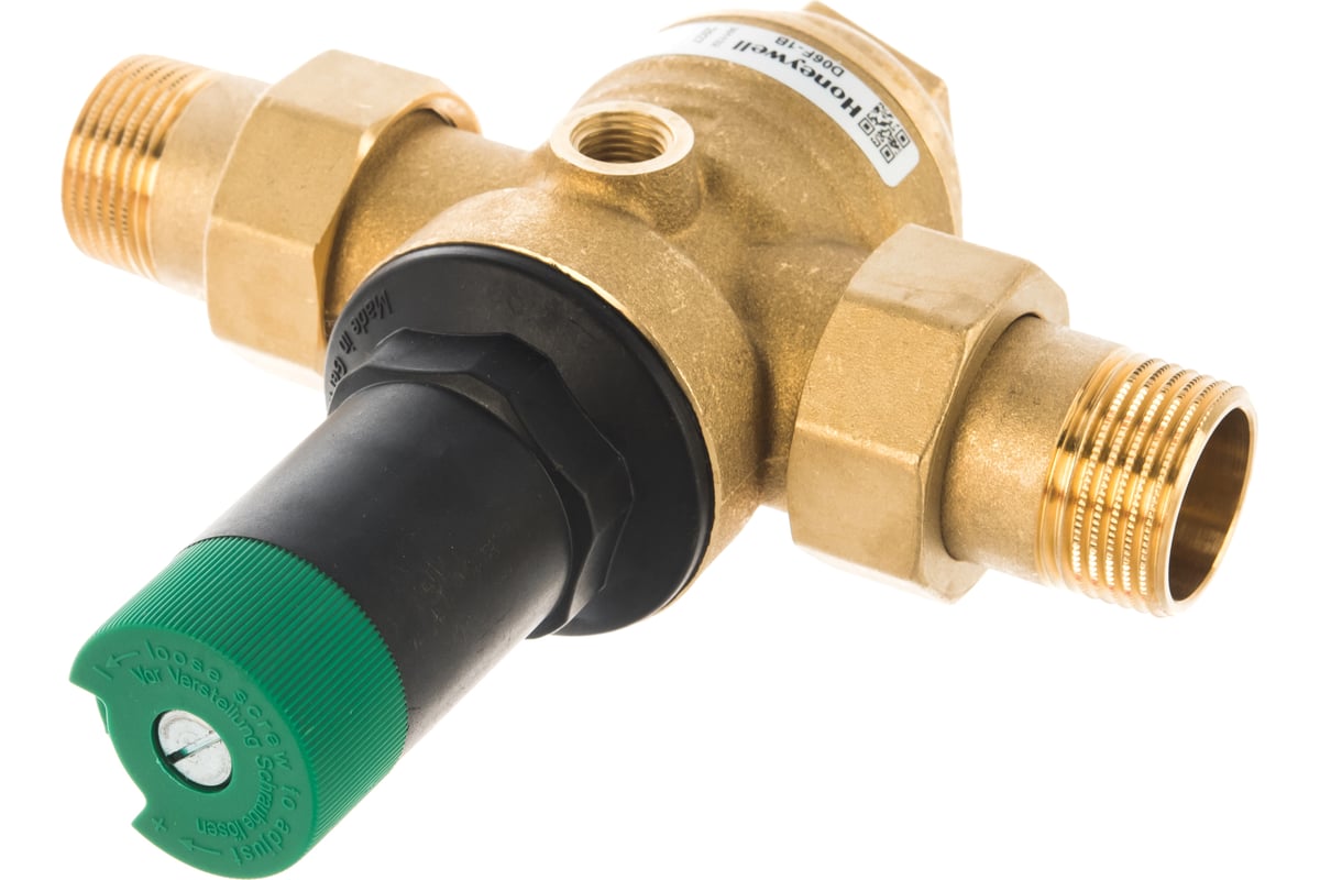 Клапан понижения давления Honeywell на горячую воду, диапазон регулировки 1.5-6 атм D06F-1"B