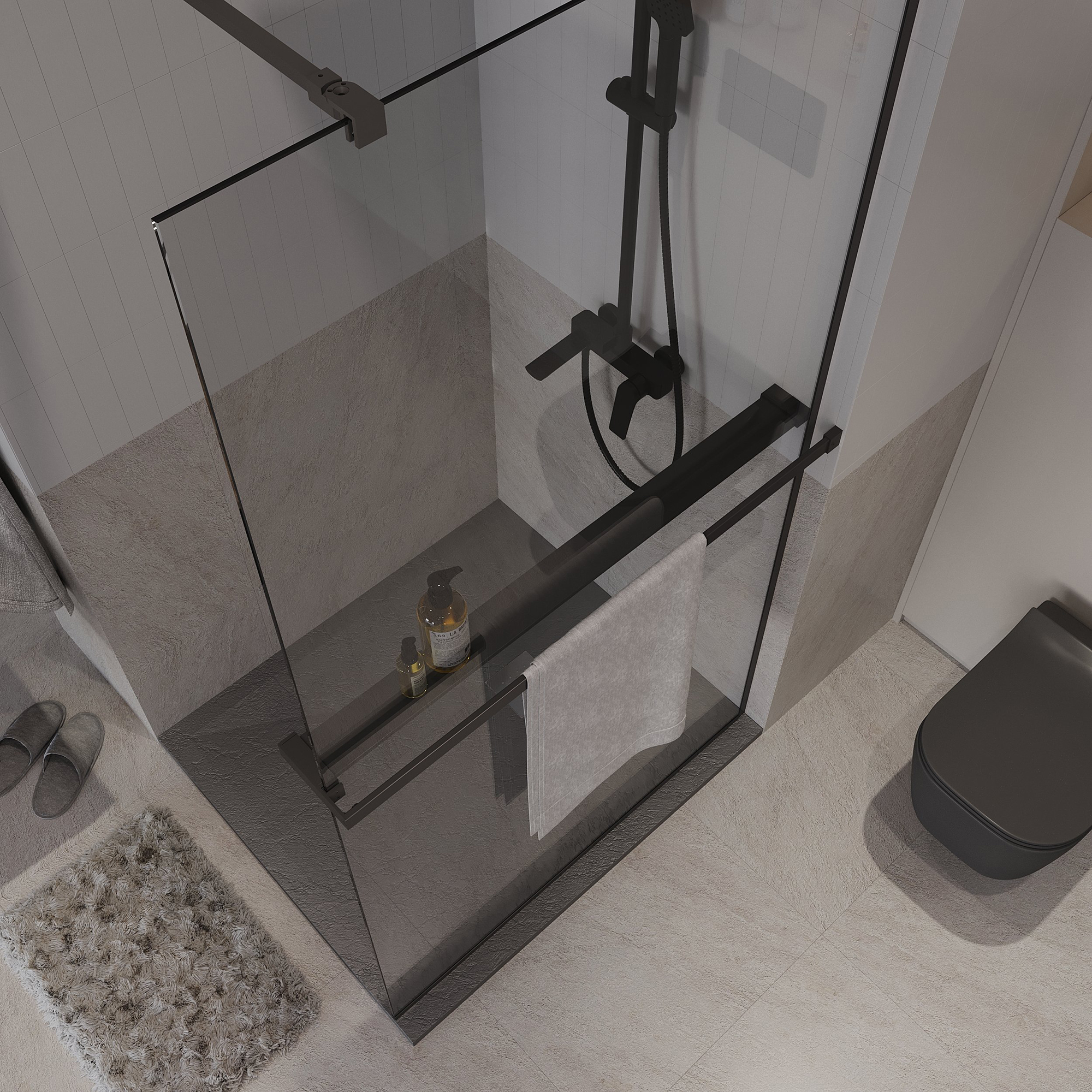 Душевая перегородка Niagara Nova NG-670-12ВLACK 120x195 прозрачная, профиль черный матовый
