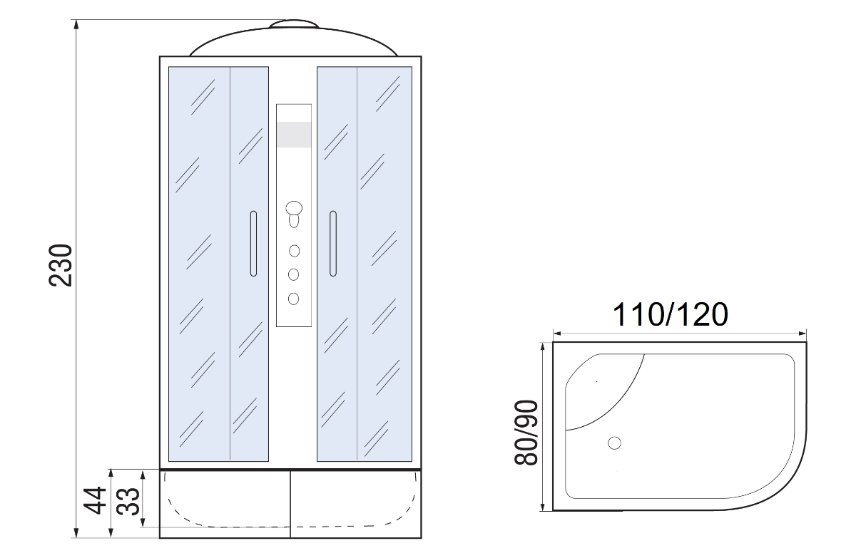 Душевая кабина River Dunay XL 120/80/44 ТН 10000006183 120x80 хром, тонированное L