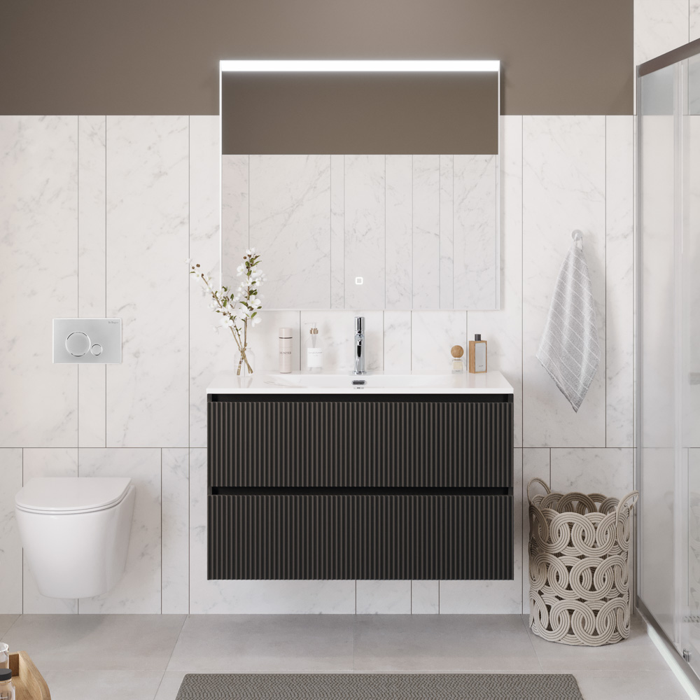Мебель для ванной BelBagno Uno 100 см Темно-серый матовый
