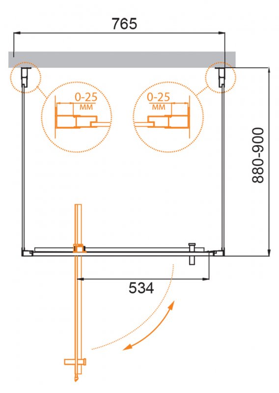 Душевой уголок Cezares MOLVENO-BA2-80/90-C-Cr-IV 80x90 прозрачный