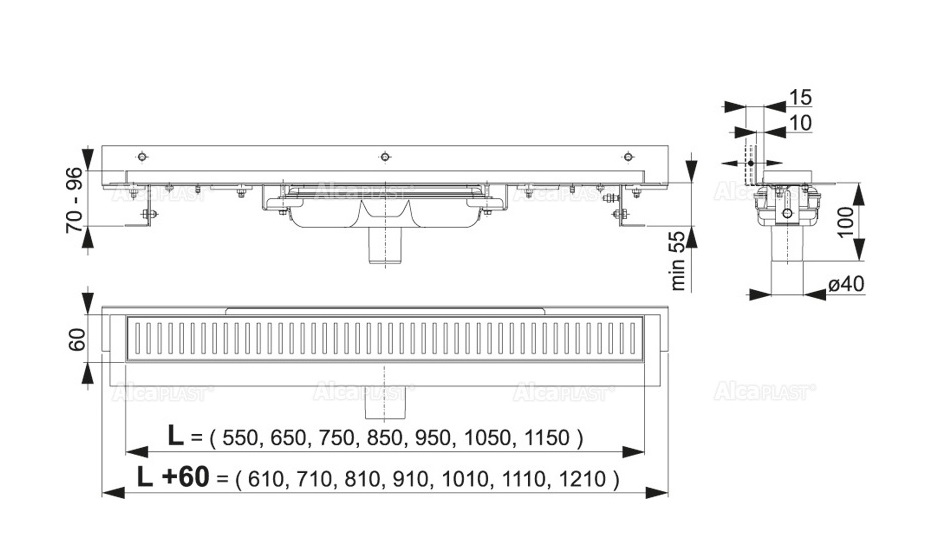 Душевой лоток Alcaplast APZ1104-850 85 см, без решетки