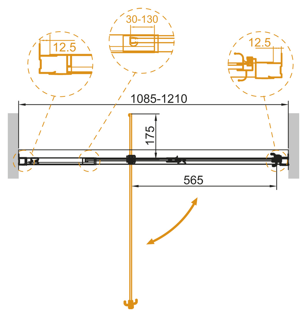 Душевая дверь Cezares Variante VARIANTE-B-1-110/120-C-Cr 110/120x195 прозрачная