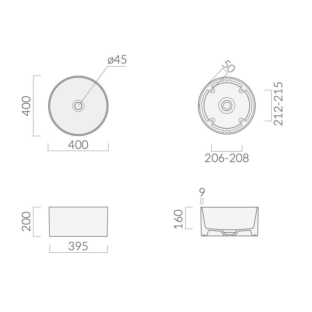 Раковина Galassia Core 7306NEMT 40 см чёрный матовый