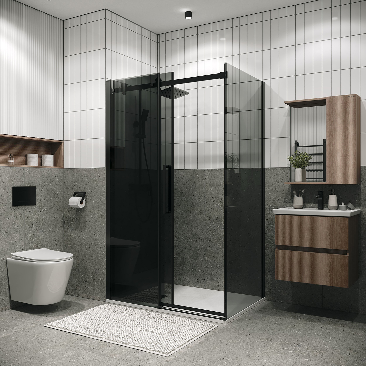 Душевой уголок Grossman Classic 120.K33.04.1080.21.10 100x80 тонированный, черный матовый