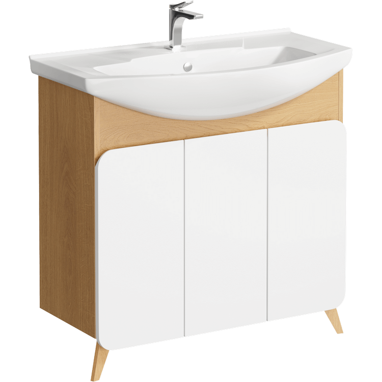 Мебель для ванной Aqwella Basic 85 см, дуб золотой/белый