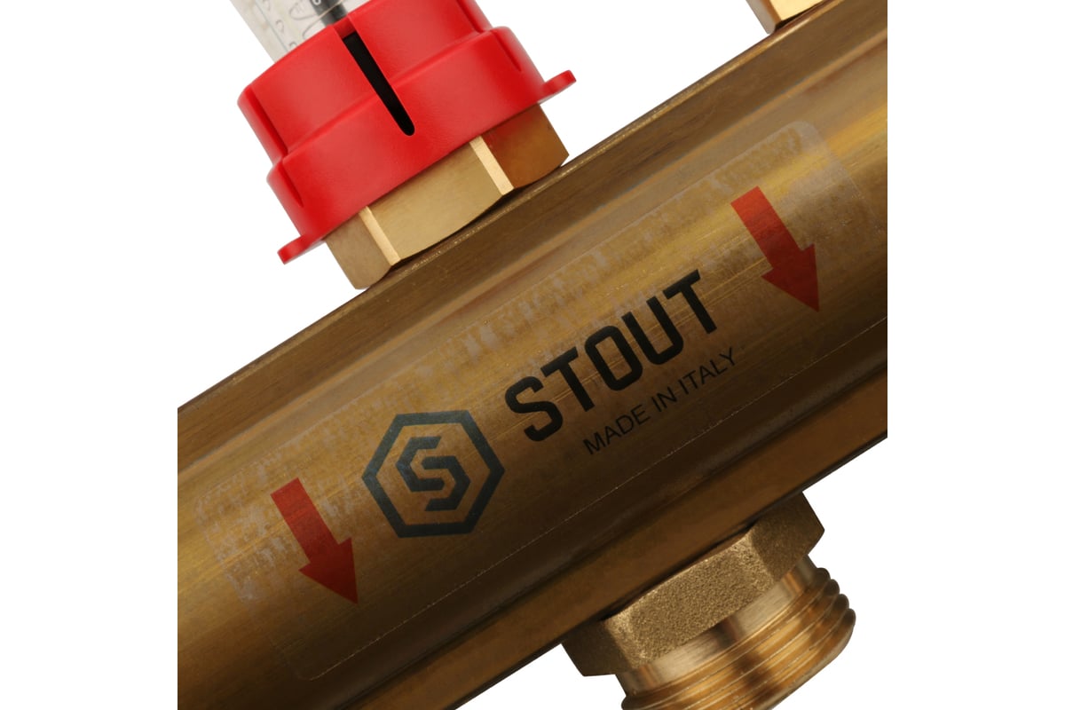 Распределительный коллектор из латуни с расходомерами 3 вых. STOUT SMB 0473 000003