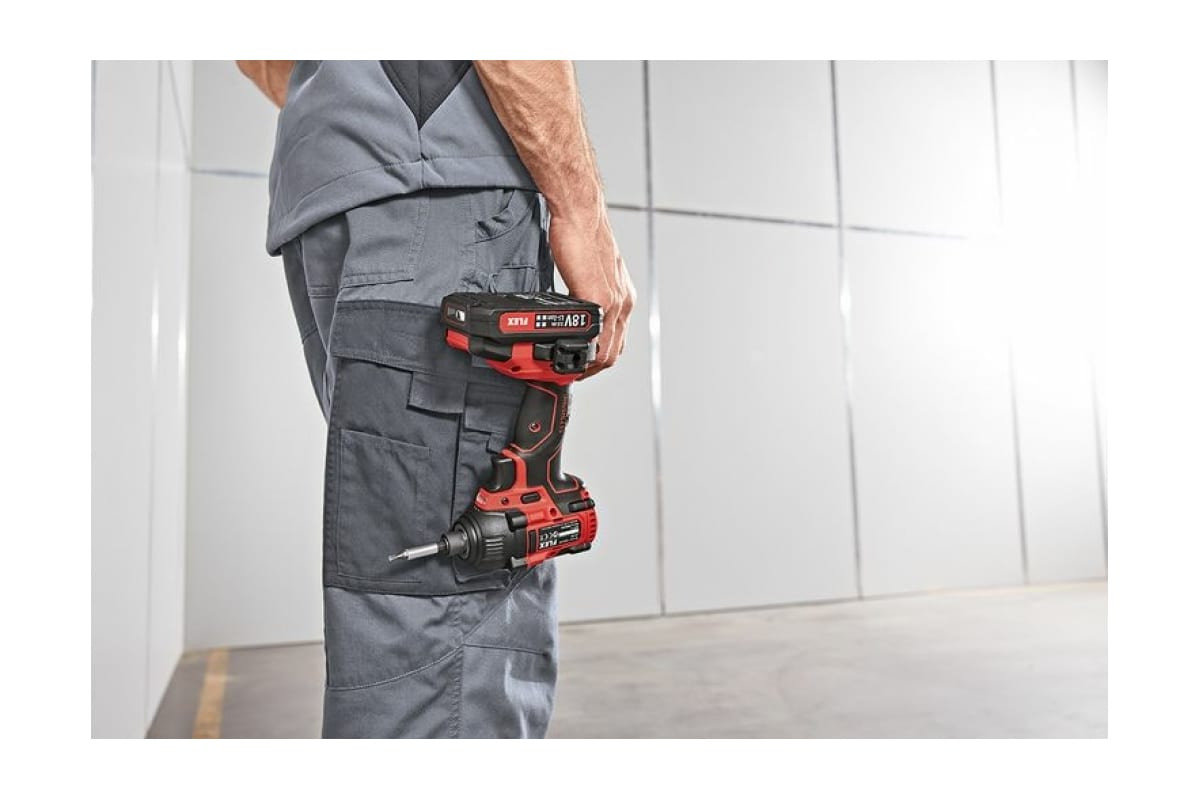 Трехскоростной ударный аккумуляторный шуруповерт Flex ID 1/4" 18.0-EC/5.0 Set 504920