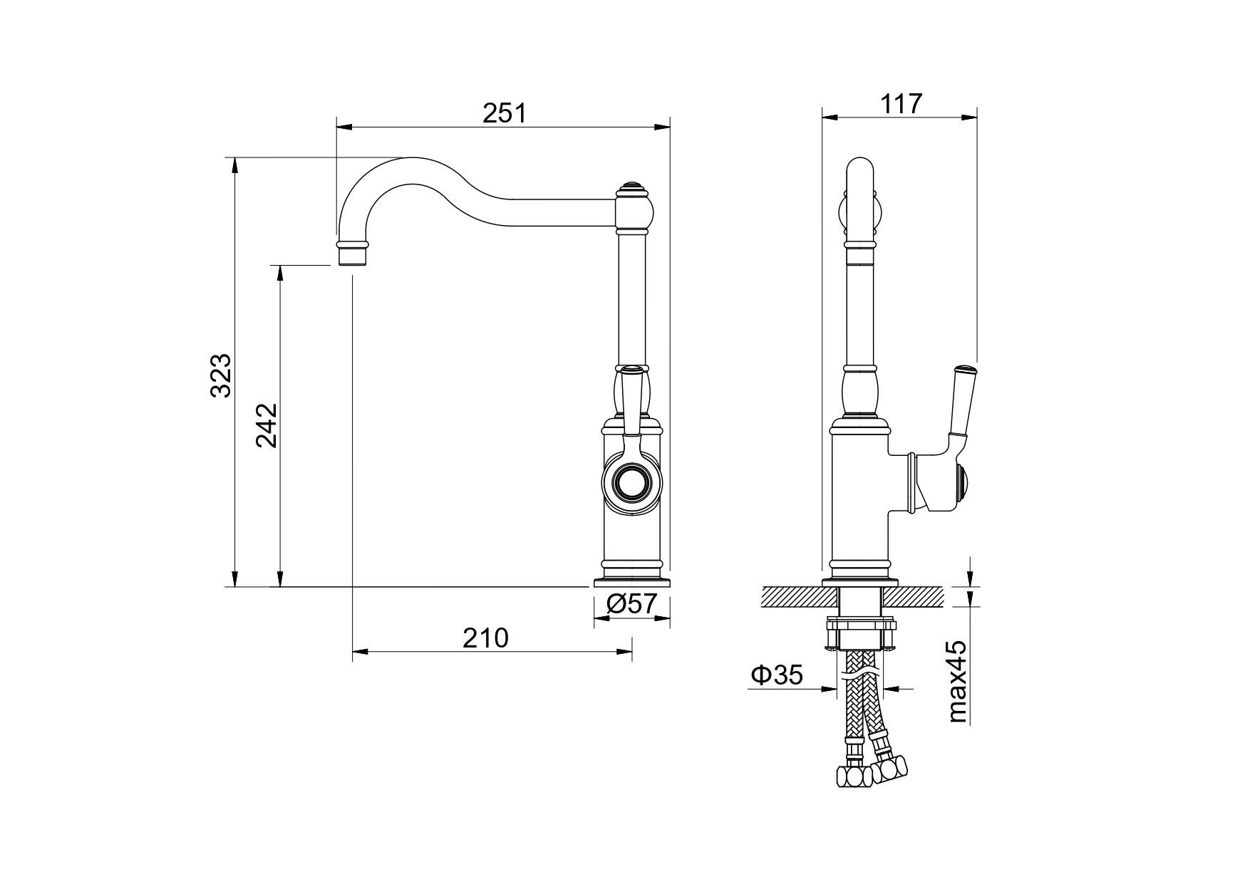 Смеситель для кухни Aquatek Классик AQ1580PG полированное золото
