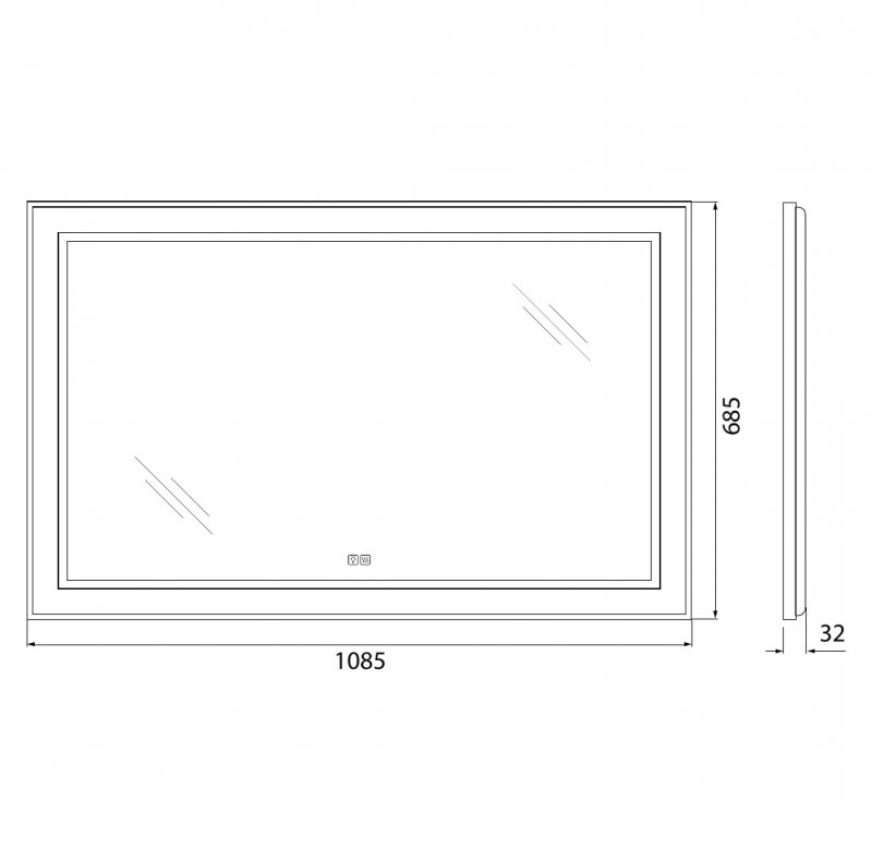 Зеркало BelBagno SPC-KRAFT-1085-685-TCH-WARM-NERO 110x70 см антипар, черный в алюминиевой раме