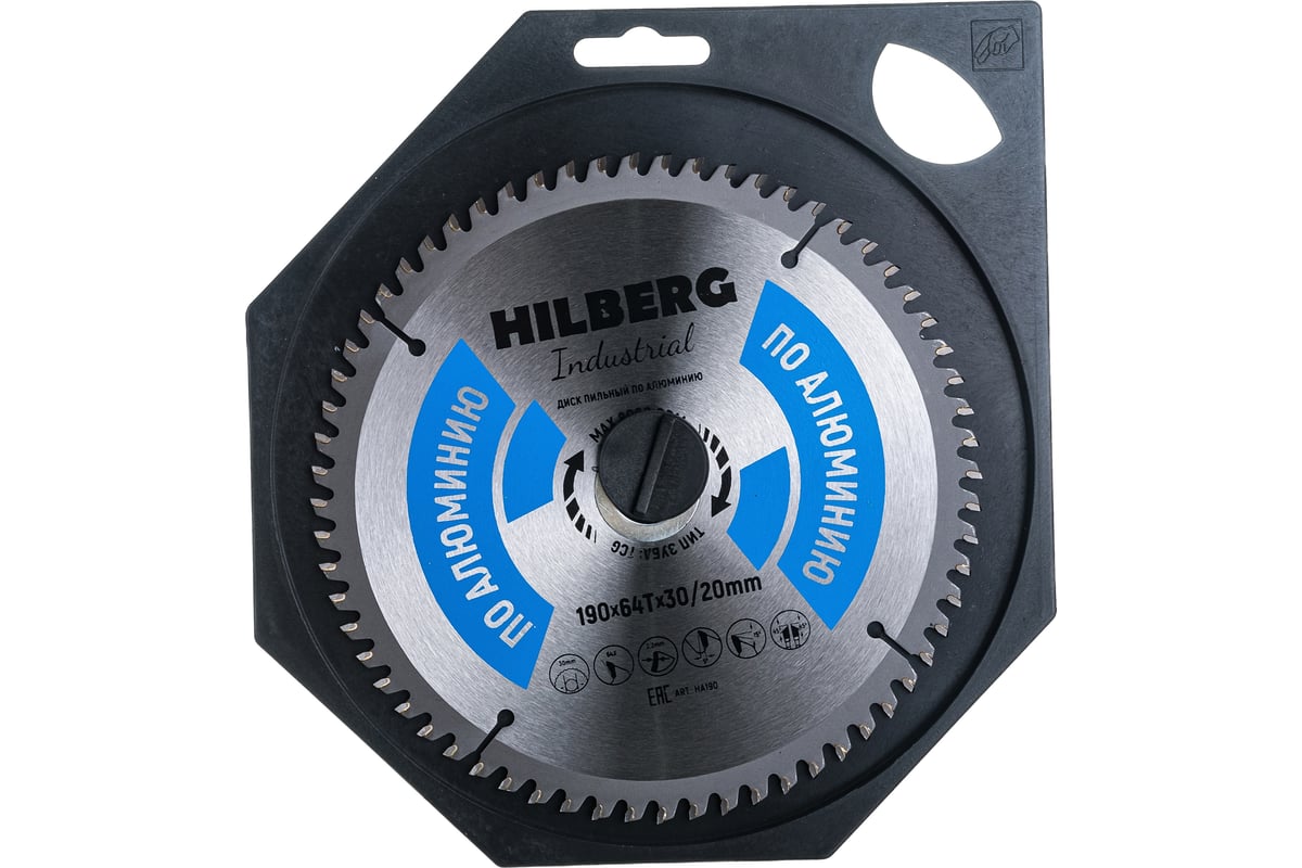 Диск пильный Industrial Алюминий (190x30/20 мм; 64Т) Hilberg HA190