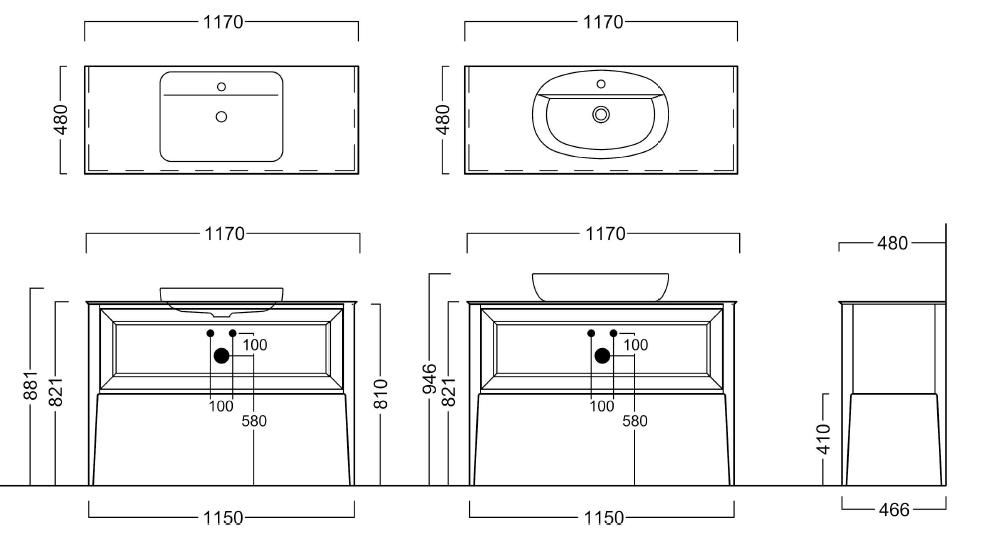 Тумба с раковиной Kerama Marazzi Plaza Classic 120 см, 1+1 ящик, орех