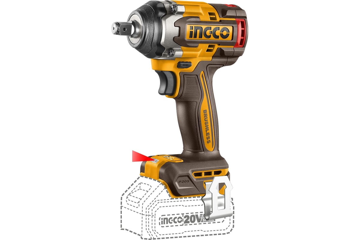 Аккумуляторный ударный гайковерт Ingco BL 20В 500Hm 1/2 ABR SUPER INDUSTRIAL CIWLI2050