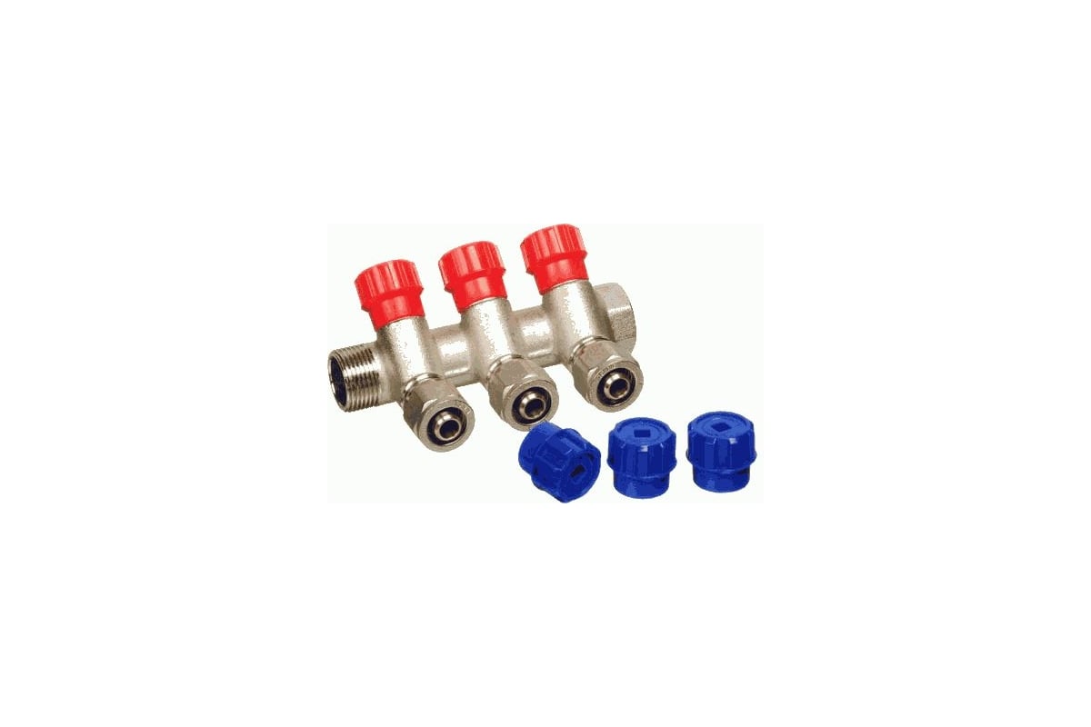Коллектор для металлопластиковой трубы Terma 3/4" г/ш с 3-мя вент.кранами, конус 16 мм (14163) 89365