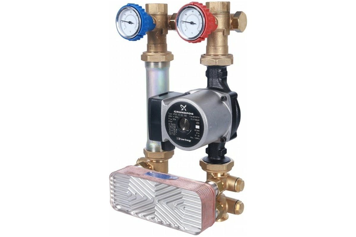 Насосная группа STOUT с 18 пластинами, с насосом, в теплоиз. Grundfos UPSO25-65 SDG-0038-182502 RG008U9S98RSO8