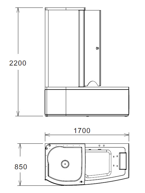 Акриловая ванна Gemy G8040 B L 170x85 см