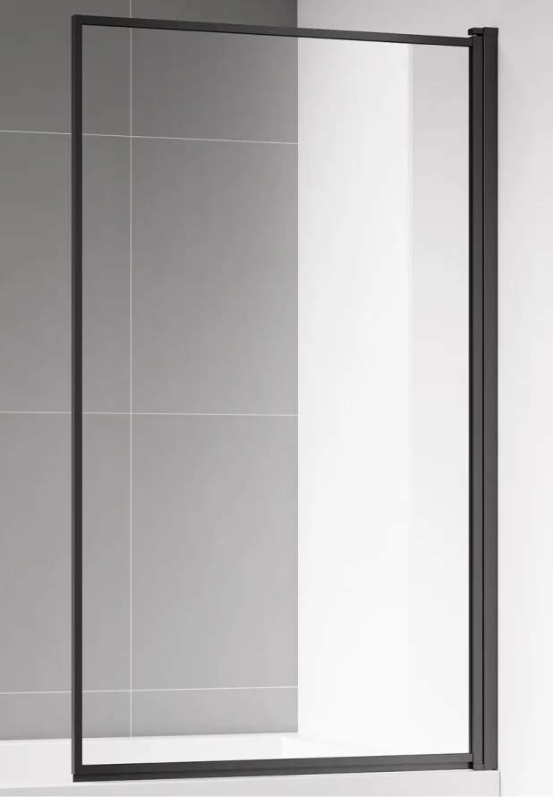 Шторка для ванны AQUAme AQM2859-9-R 90x140 правая, прозрачное стекло, черный