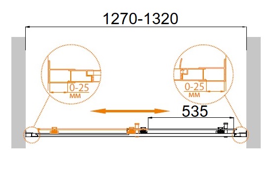 Душевая дверь Cezares MOLVENO-BF-1-130-P-Cr 130x190 рифленая