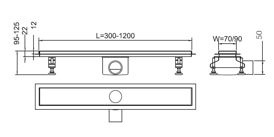 Трап для душа RGW Shower Drain SDR-01-100-E1 100x9 см, c решеткой