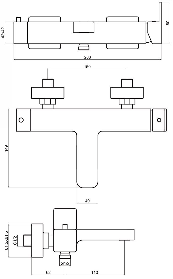 Смеситель для ванны AQUAme Savona AQM6812CR хром
