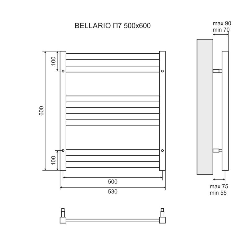 Полотенцесушитель водяной Lemark Bellario LM68607 П7 50x60 хром