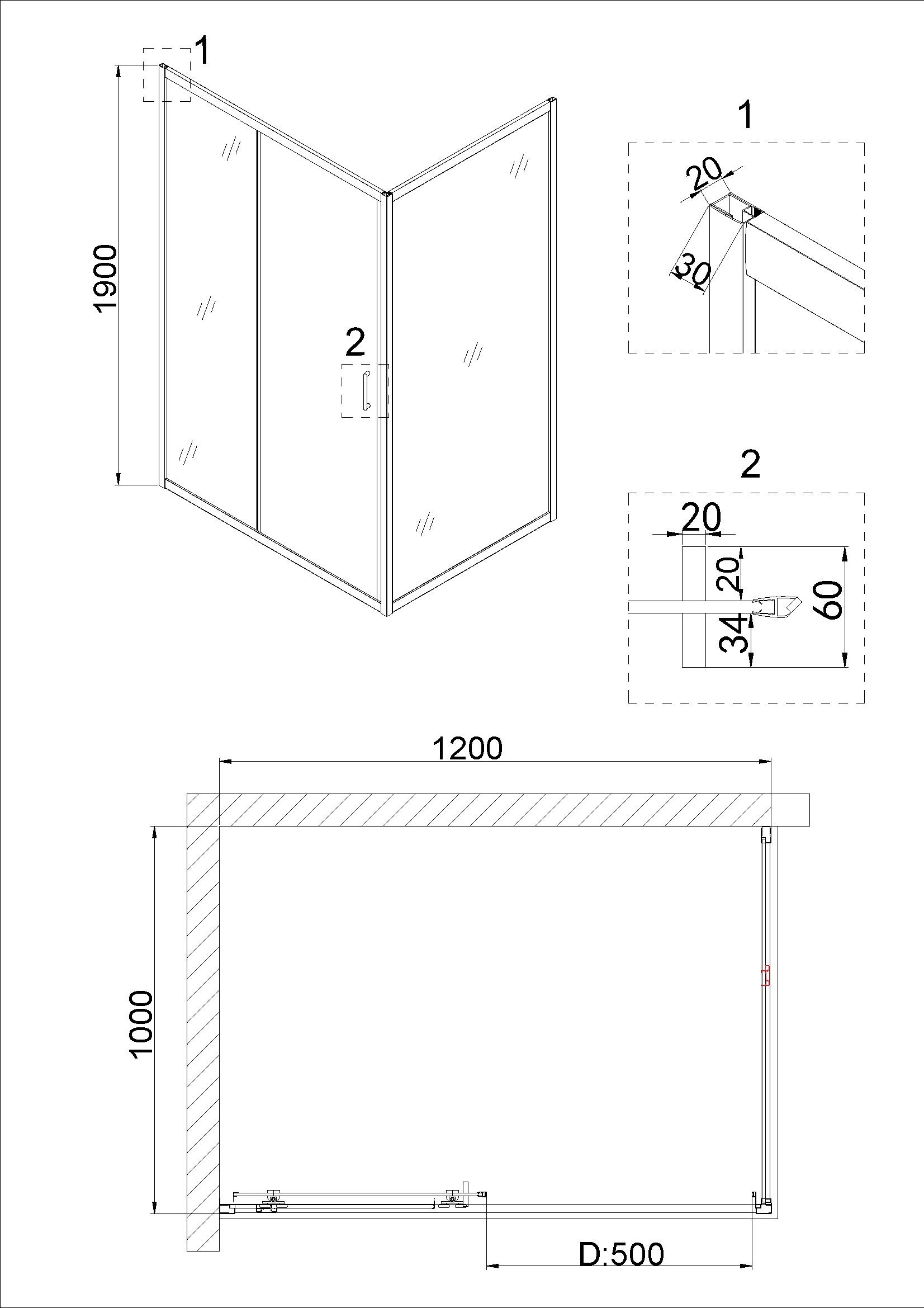 Душевой уголок Niagara Nova NG-62-12А-А100 120x100 прозрачный, хром