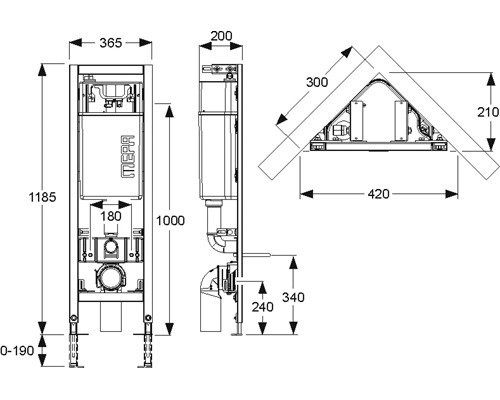 Инсталляция для унитаза MEPA VariVIT E31 514802, угловой монтаж