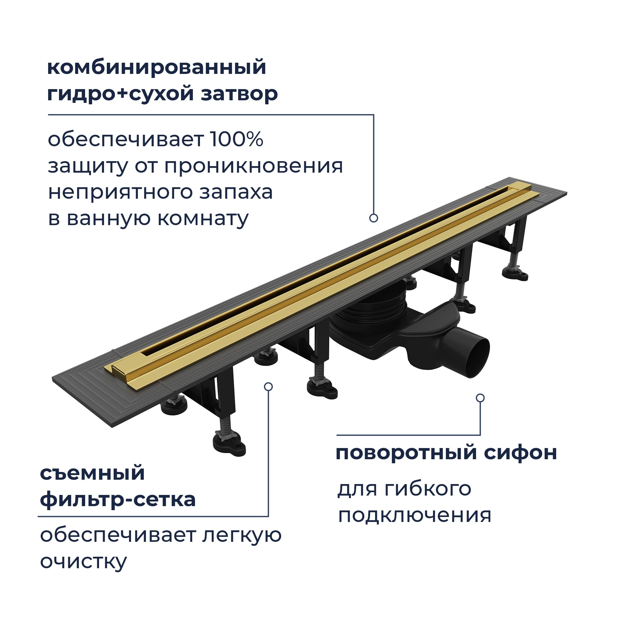 Трап для душа RGW SDR-55Gb 120 см брашированное золото 79215512-06