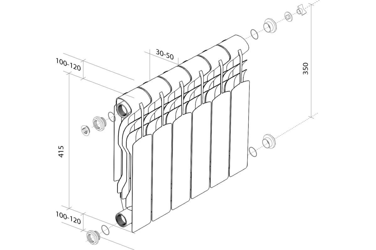 Радиатор Royal Thermo Revolution Bimetall 350 - 12 секций НС-1072123