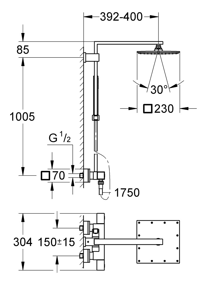 Душевая стойка Grohe Euphoria Cube 26087000 термостат