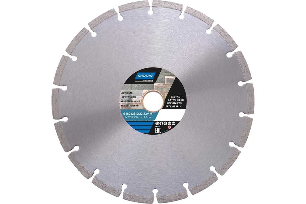 Алмазный диск с сегментированной кромкой 180x22.2, универсальный NORTON 70184601272
