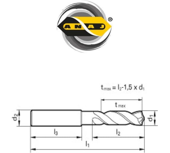 Сверло твердосплавное 17.2х73х123 мм ANAJ ANAJ-D001-17,2 HA