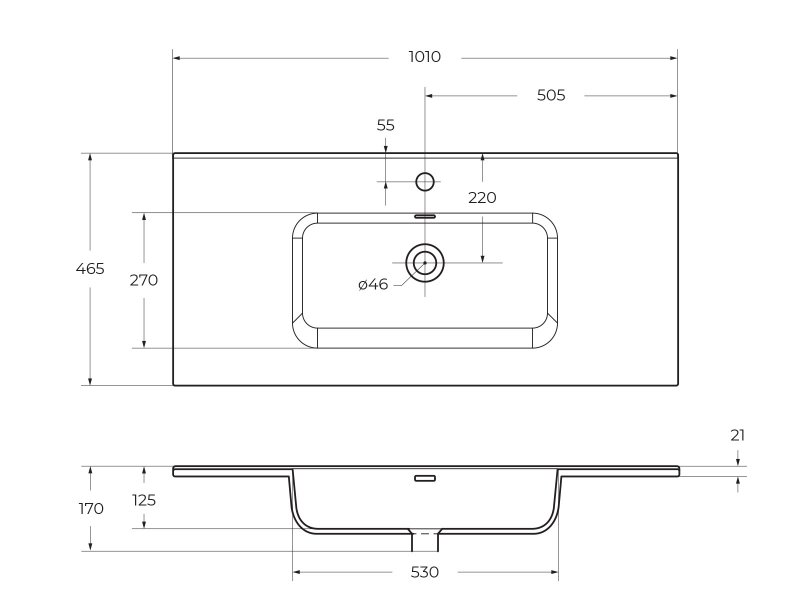 Раковина BelBagno 100 см BB1000ETL