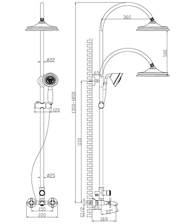 Душевая стойка Lemark Duetto LM5762C